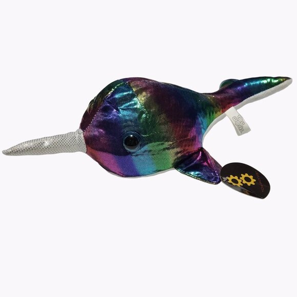 Toy Works Narwhal Plush Shiny Colorful Whale Stuffed Animal Blue Purple Pink - Picture 1 of 8
